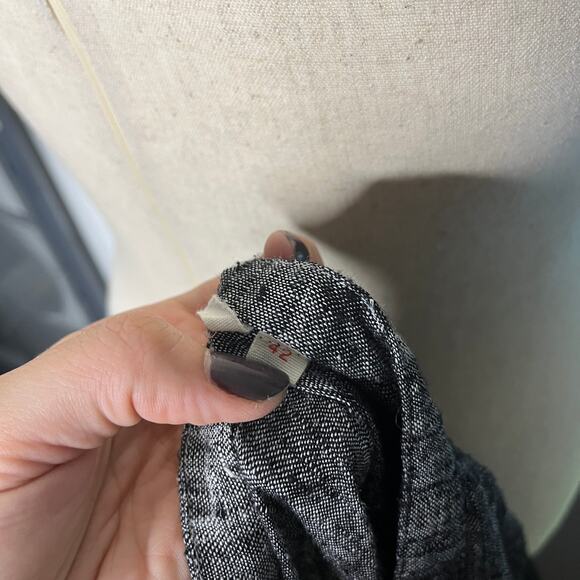 Injiri Dress 42 US XL Black Grey 100% Linen Long Sleeve Maxi India Boho - Picture 9 of 11